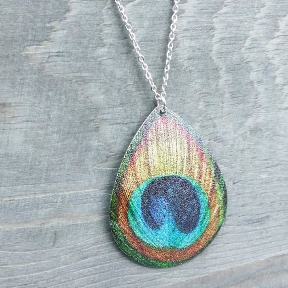 Peacock Charm Silver Tone Necklace - Picture 2 of 4